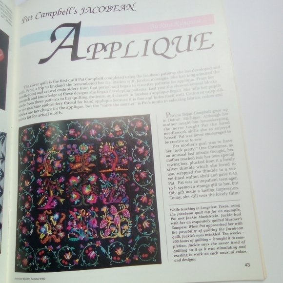 Vintage American Quilter Magazine Summer 1990 Quilt Patterns Quilting - Picture 3 of 6